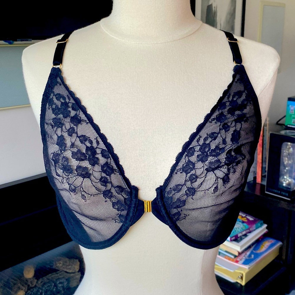 Natori Black Lace Plunge Bra